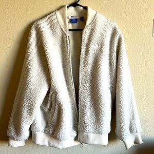 White Adidas Sherpa Jacket